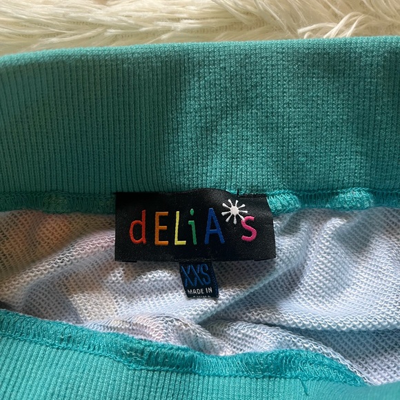 Delia’s by Dolls Kill Teal & Butterfly Drawstring Skirt Ladies XXS - Picture 7 of 7